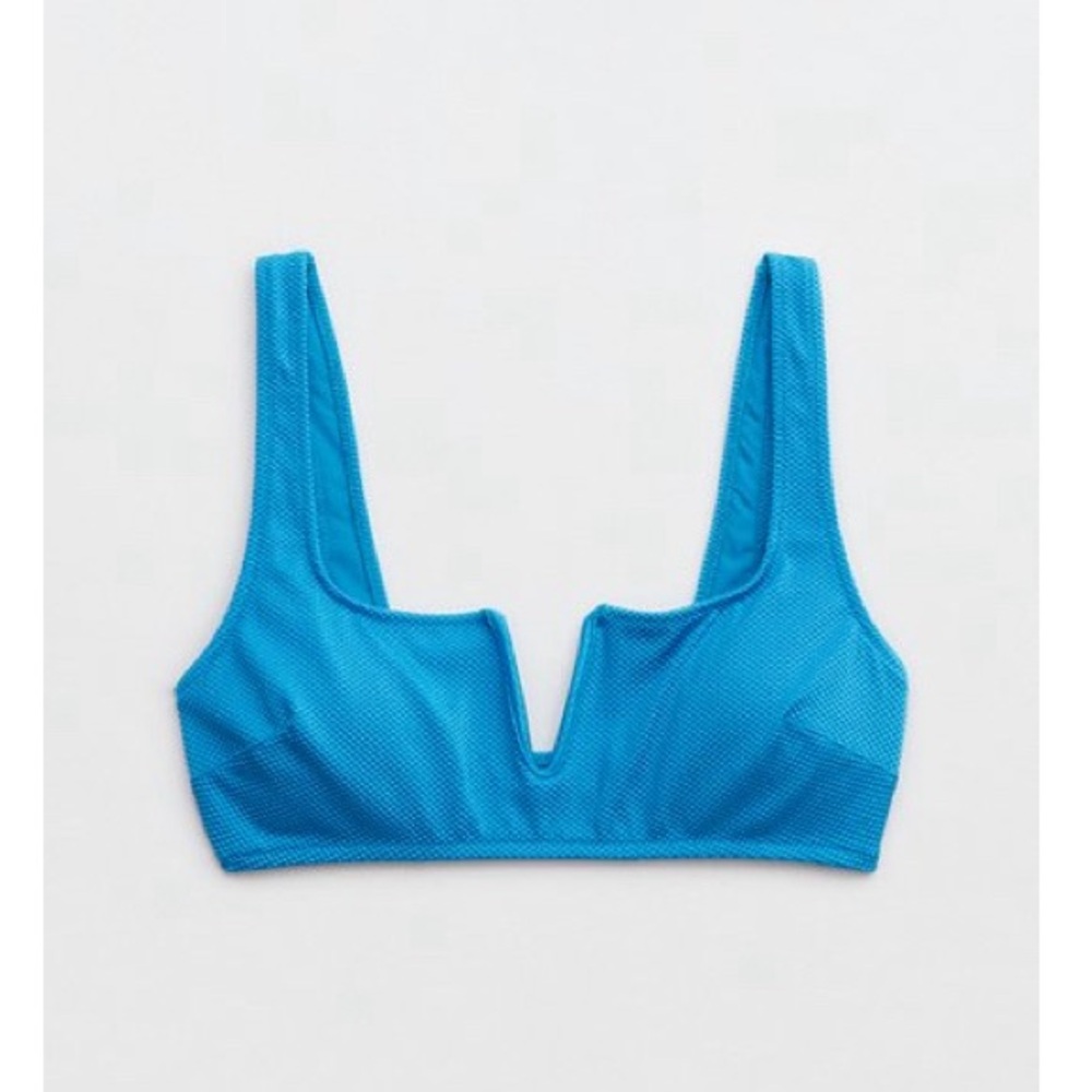 Aerie Shine Pique v Wire Scoop bikini top